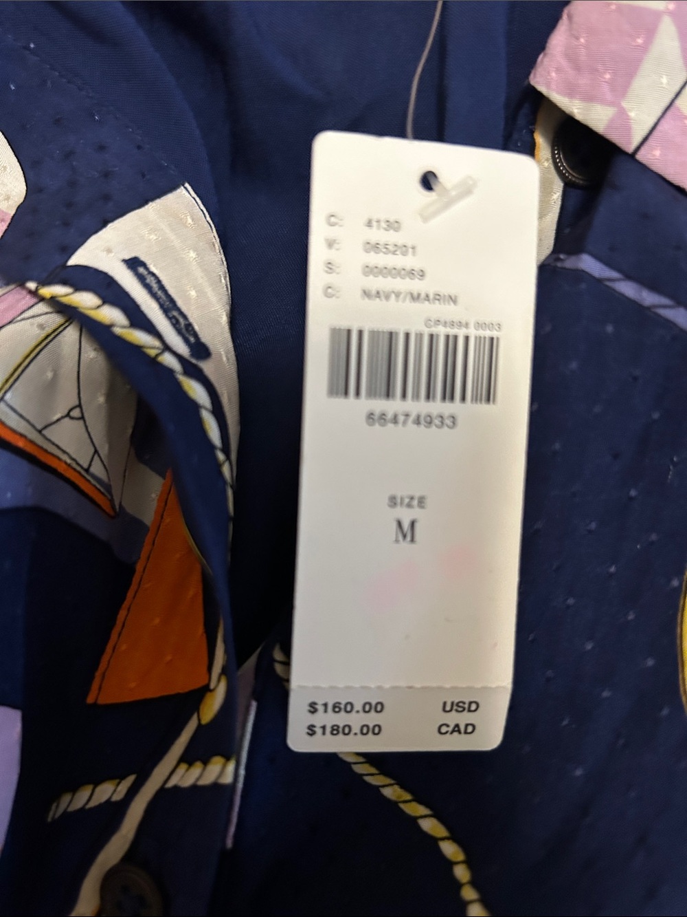 Anthropologie Maeve Navy Shirt Dress with Orange, Purple & Cream Nautical Print - Picture 15 of 16